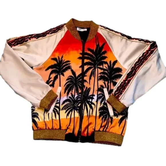 Saint LAURENT Runway Palm Tree Satin Bomber Jacket - Picture 2 of 13